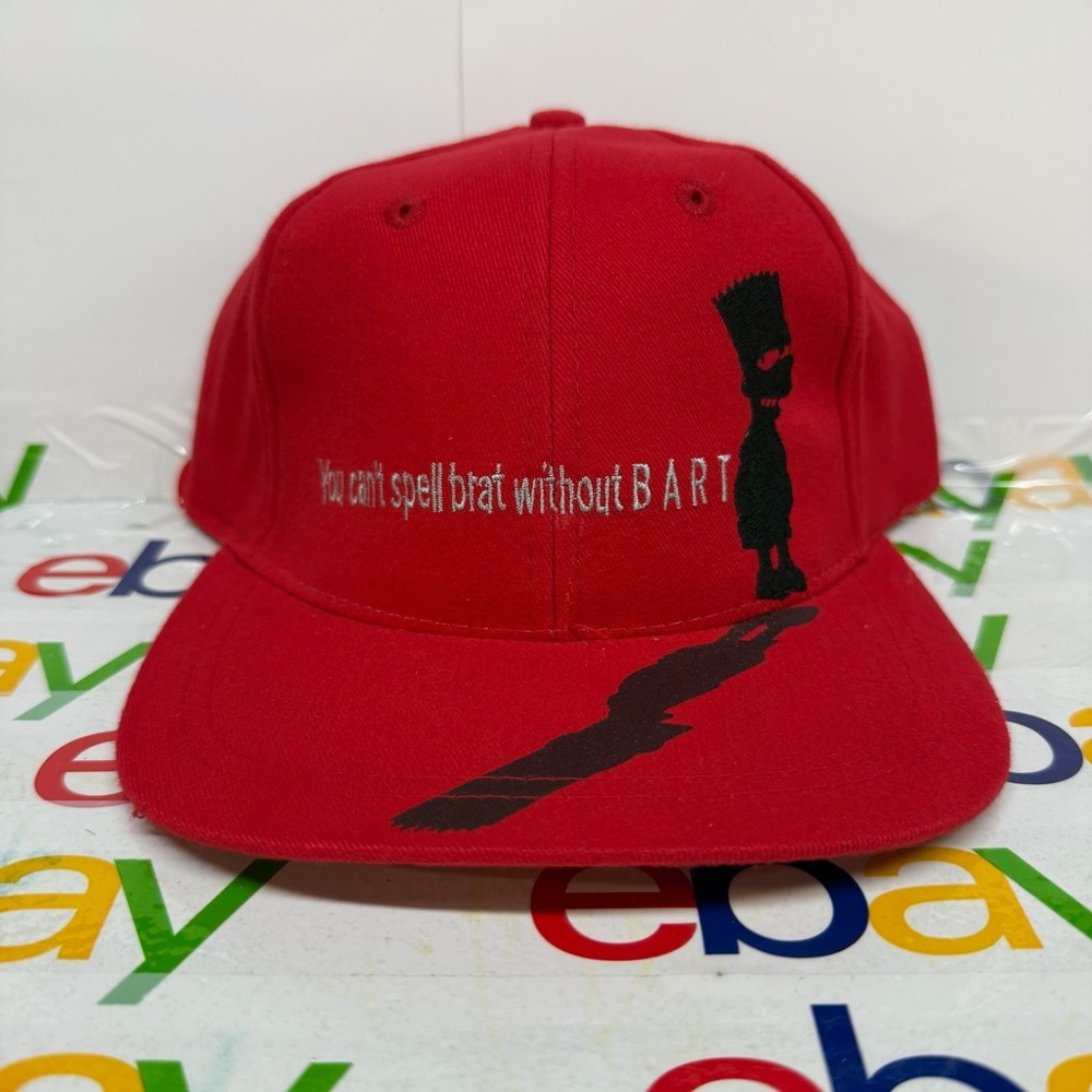 1996 Vintage THE SIMPSONS IN THE DARK BART Hat RED Shadow Silhouette